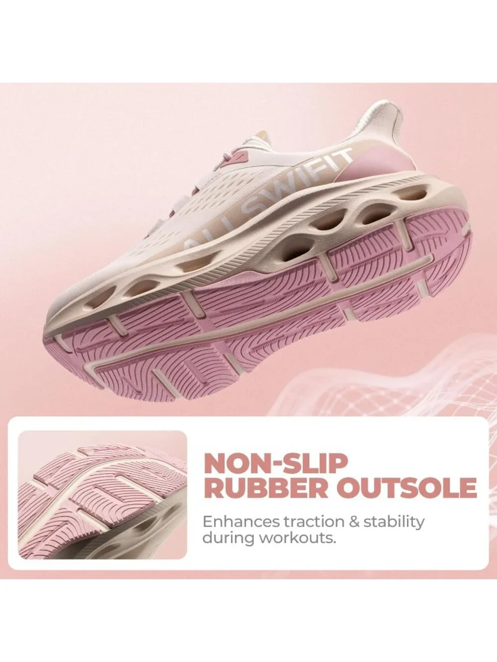 Women's Pink Walking Shoes Non Slip Lace Up Round Toe Athletic Tennis Sneakers